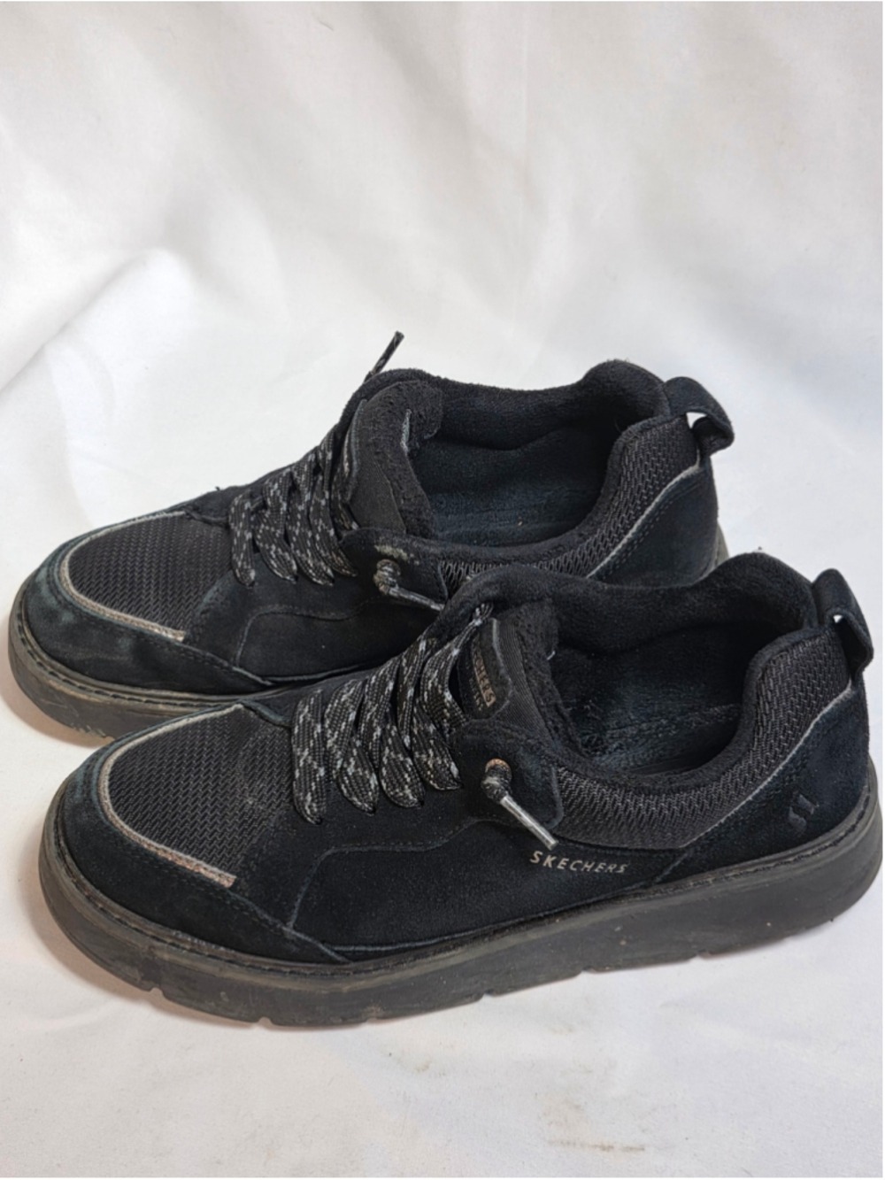 Skechers Street Hikers Sneakers Black Silver Women's Size 9